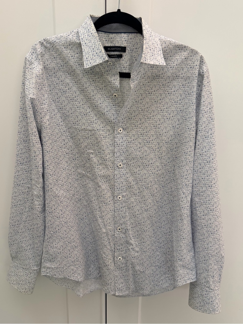 Bugatchi White and Light Blue Microprint Dress Shirt